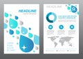 Layout flyer template size A4 cover page blue drop water rain abstract Vector design Royalty Free Stock Photo