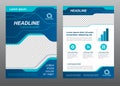 Layout flyer template size A4 cover page blue line art Vector design