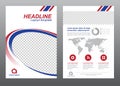 Layout flyer template size A4 cover page blue and red modern circle curves Vector design Royalty Free Stock Photo