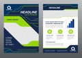 Layout flyer template size A4 cover page Green light line and dark blue art Vector design Royalty Free Stock Photo