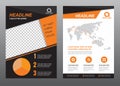 Layout flyer template size A4 cover page orange black tone Vector design Royalty Free Stock Photo