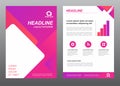 Layout flyer template size A4 cover page with Purple pink tone diamonds rounded corners shape Vector design