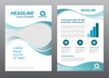 Layout flyer template size A4 cover page Wave Turquoise gray tone Vector design