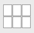 Set of 6 thin black frames Royalty Free Stock Photo