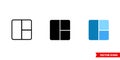 Layout icon of 3 types color, black and white, outline. Isolated vector sign symbol.