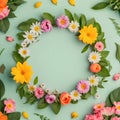 layout made of colorful spring flowers