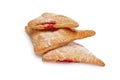 Layout for menu. Puff pastry pockets with strawberry filling on white background Royalty Free Stock Photo