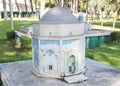 The layout of an old historical building with minarets in the Eastern Ottoman style