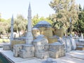 The layout of an old historical building with minarets in the Eastern Ottoman style