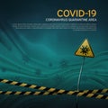 Layout of the quarantine area of coronavirus epidemic covid-19. Coronavirus quarantine warning tapes, sign of viral hazard