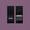 Layout of tear-off matches. Black packaging on a lilac background. Royalty Free Stock Photo