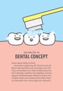 Layout Teeth character very happy for brushing teeth illustration vector on blue background. Dental concept