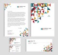 Layout template size A4 cover, page business card and letter - low poly triangle sharp abstract Vector set design