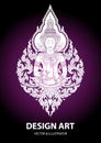 Layout thai buddha outline stroke vector