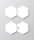 Layout of thinking mosaic game. Puzzle pieces grid. Infographic diagram. White modern background