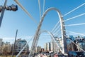 Lazarevsky Bridge is road metal cable-stayed bridge across Malaya Nevka river. Cable stayed bridge supports, cable stays and blue