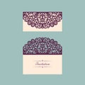 Lazercut vector wedding invitation template. Wedding invitation envelope for laser cutting. Lace gate folds.Lazer cut