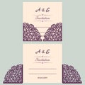 Lazercut vector wedding invitation template. Wedding invitation envelope for laser cutting. Lace gate folds.Lazer cut Royalty Free Stock Photo