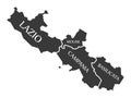 Lazio - Molise - Campania - Basilicata region map Italy