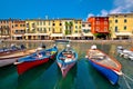 Lazise colorful harbor and boats view Royalty Free Stock Photo