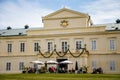 Lazne Kynzvart, West Bohemia, Czech Republic, 7 August 2021: Yellow and white Representative Chateau or summer castle in style of