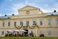 Lazne Kynzvart, West Bohemia, Czech Republic, 7 August 2021: Yellow and white Representative Chateau or summer castle in style of