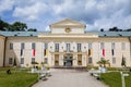 Lazne Kynzvart, West Bohemia, Czech Republic, 7 August 2021: Yellow and white Representative Chateau or summer castle in style of