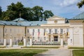 Lazne Kynzvart, West Bohemia, Czech Republic, 7 August 2021: Yellow and white Representative Chateau or summer castle in style of