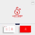 Lazy baby, lazy child creative logo template with business card