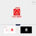 Lazy baby, lazy child creative logo template with business card