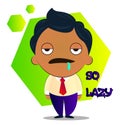 Lazy boy in a suit with curly black hair, illustration, vector