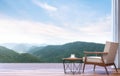 Lazy chair with mountain view 3d render