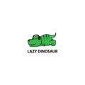 Lazy dinosaur icon, Funny t-rex sleeping with headphones