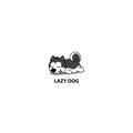 Lazy dog, cute siberian husky puppy sleeping icon, vector illustration