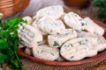 Lazy dumplings from cottage cheese with dill Royalty Free Stock Photo