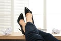 Lazy employee resting at table in office, closeup Royalty Free Stock Photo