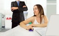 Woman caught by the boss Royalty Free Stock Photo