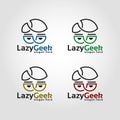Lazy Geek - Line Art Style Nerd Logo