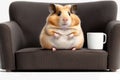 Lazy hamster Boss - seat in the sofa and have coffee on the table