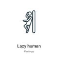 Lazy human outline vector icon. Thin line black lazy human icon, flat vector simple element illustration from editable feelings