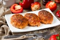 Lazy meat zrazy or cutlets with rice and red pepper Royalty Free Stock Photo