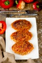 Lazy meat zrazy or cutlets with rice and red pepper Royalty Free Stock Photo