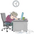 Funny tired man sleeping on his laptop Royalty Free Stock Photo