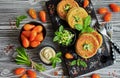 Lazy pies with egg and green onions made pancakes Royalty Free Stock Photo