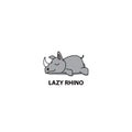 Lazy rhino, cute rhino sleeping icon, logo design, vector Royalty Free Stock Photo