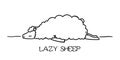 Lazy lamb. Sleeping sheep cartoon sketch