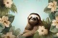 Lazy Sloth animal funny. Generate Ai