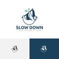 Lazy Slow Down Sloth Hanging Tree Branch Logo Royalty Free Stock Photo