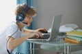 Lazy teenager boy play computer games Royalty Free Stock Photo