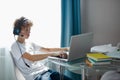 Lazy teenager boy play computer games Royalty Free Stock Photo